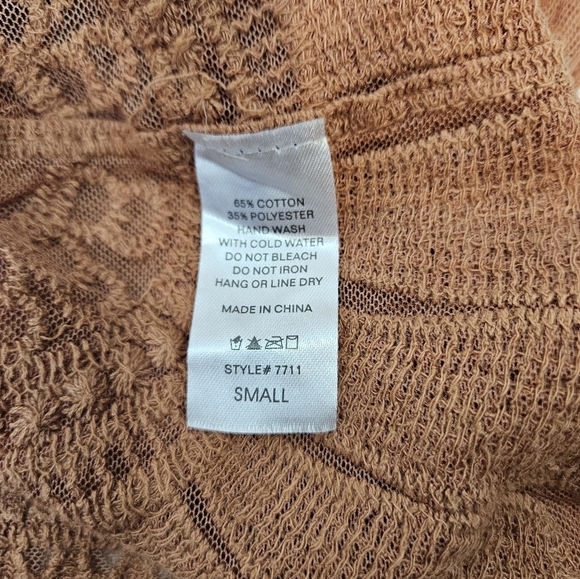 Style Apparel Sheer Lace Kimono Burnt Orange Bell‎ Sleeve Swim Cover-Up Small - Picture 8 of 10